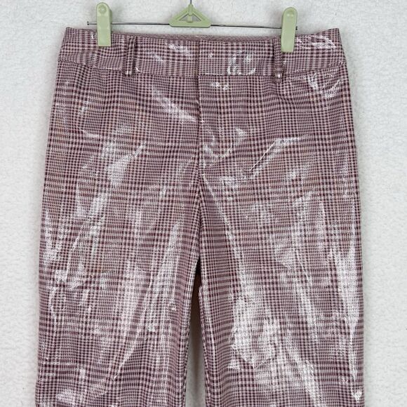 Fung Lan Flare Pants Trouser Gingham Sz 6 Pink 70's Inspired Retro Polyurethane - Picture 3 of 15